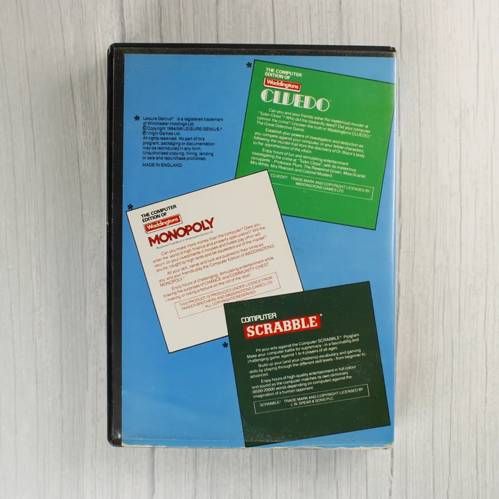 Leisure Genius C64 videójáték gyűjtemény hátlapja leírásokkal