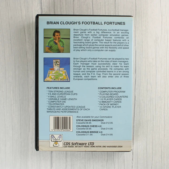 Brian Clough's Football Fortunes játék hátlapja