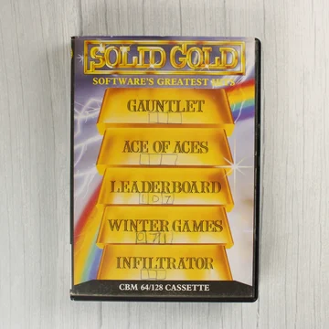 Solid Gold videójáték-válogatás előlapja Commodore 64-hez