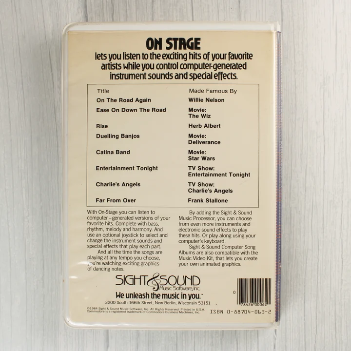 On Stage Computer Song Album hátlap Az On Stage Computer Song Album hátoldala a dallistával és a vonalkóddal.