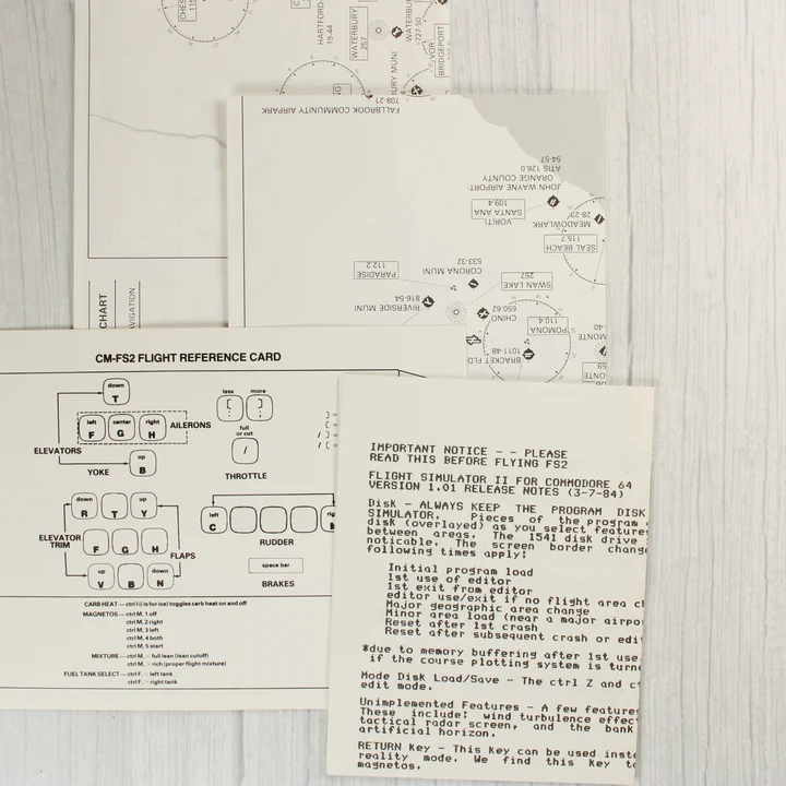 Flight Simulator II térképek és segédletek