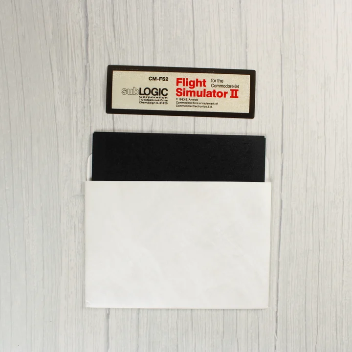 Flight Simulator II floppy lemez papírtokban