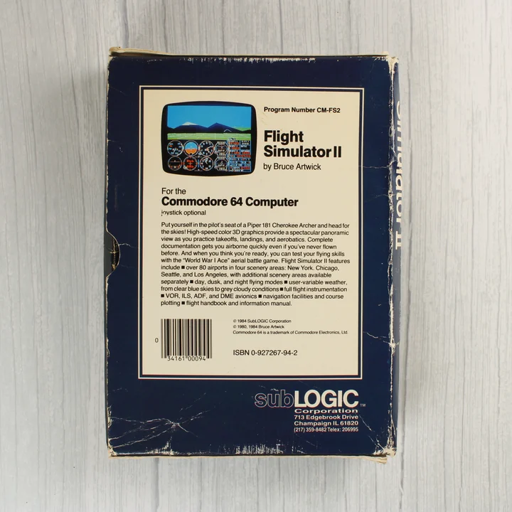 Flight Simulator II doboz hátoldala