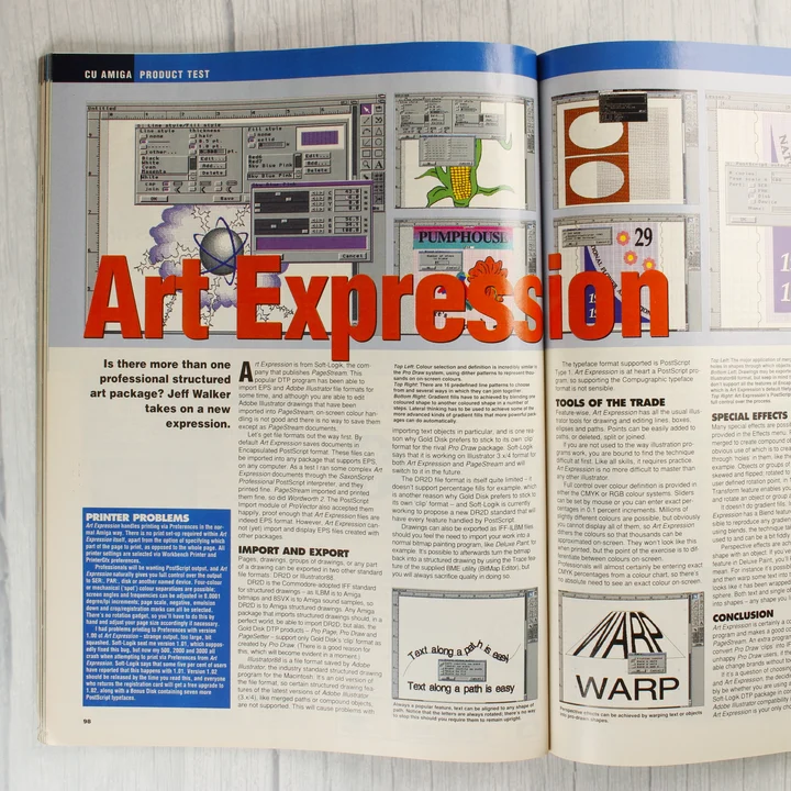 A CU Amiga magazin belső oldalai egy szoftverteszttel