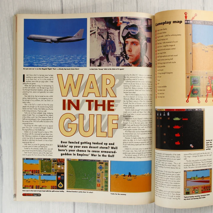 Az Amiga Computing magazin belső oldalai a War in the Gulf játékismertetővel