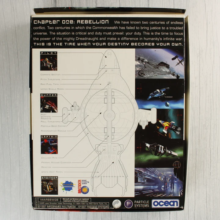 I-War Enter Infinity doboz hátoldala technikai adatokkal