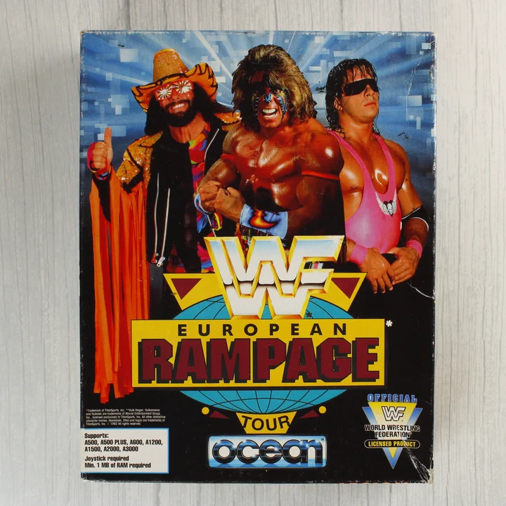 WWF European Rampage Tour Amiga játék dobozának eleje