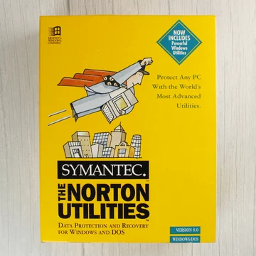 The Norton Utilities 8.0 szoftver sárga dobozának előlapja