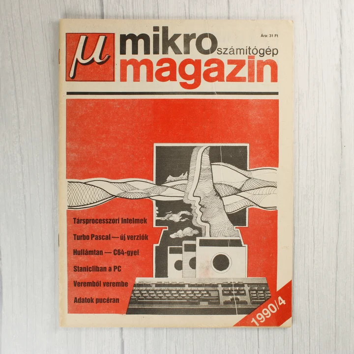 A Mikro Magazin 1990/4-es számának piros-fehér borítója