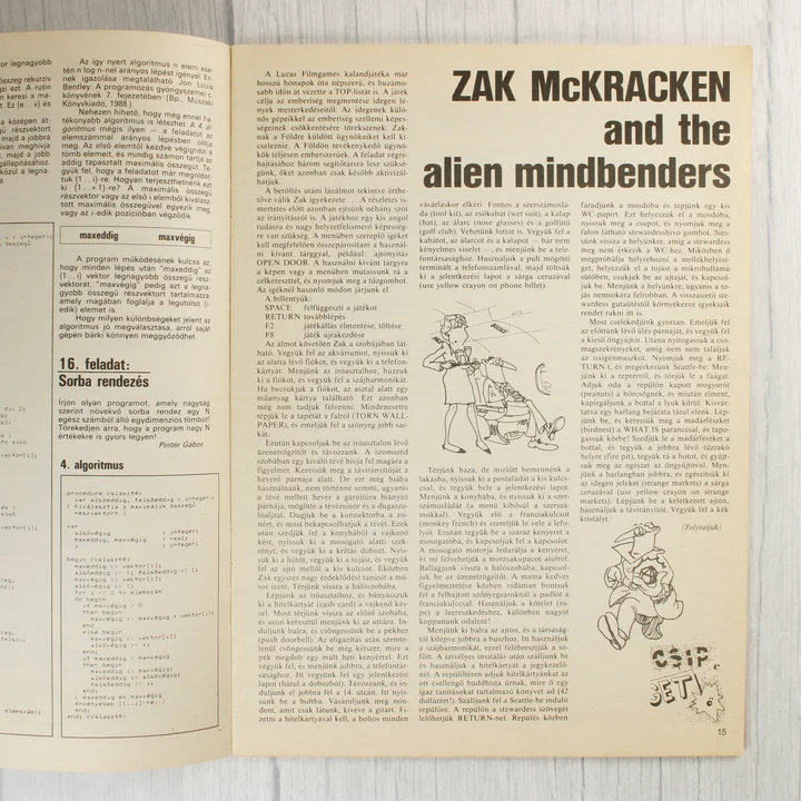 A Mikroszámítógép Magazin belső oldalai szöveggel és illusztrációval