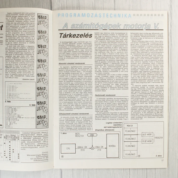 A Mikroszámítógép Magazin belső oldalai programozási cikkekkel
