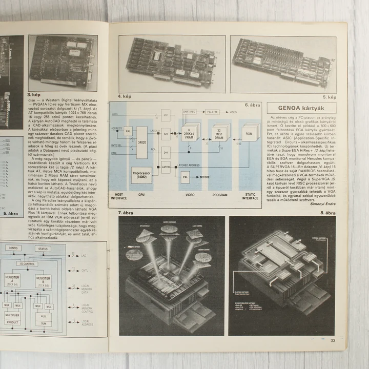 A Mikroszámítógép Magazin egyik belső oldala technikai leírásokkal és ábrákkal.