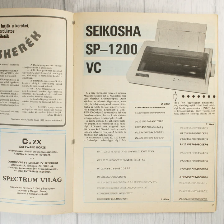 Mikroszámítógép Magazin belső tartalom A Mikroszámítógép Magazin belső oldala egy Seikosha nyomtató leírásával