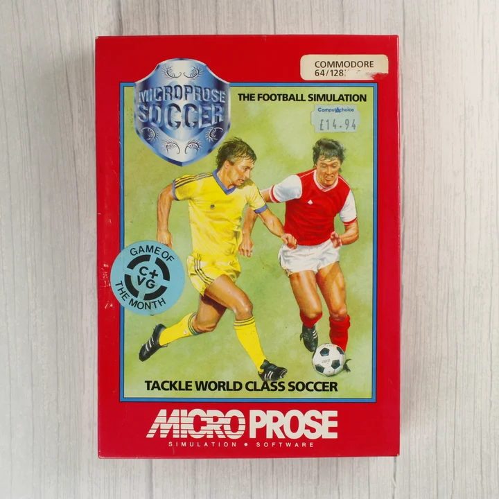 MicroProse Soccer doboz eleje MicroProse Soccer Commodore 64 videójáték dobozának eleje