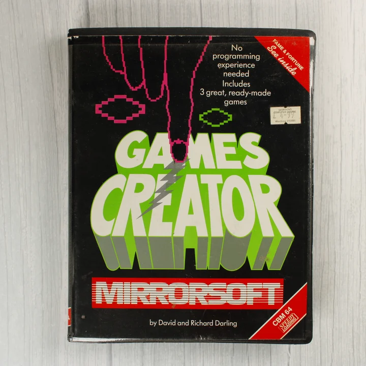 A Games Creator Commodore 64 szoftver elülső borítója fekete tokban