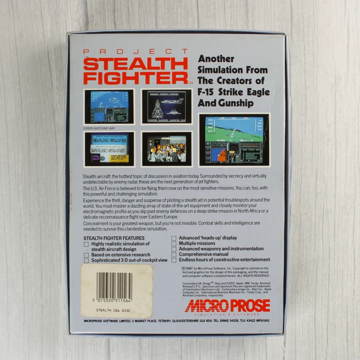 Project Stealth Fighter doboz hátoldala