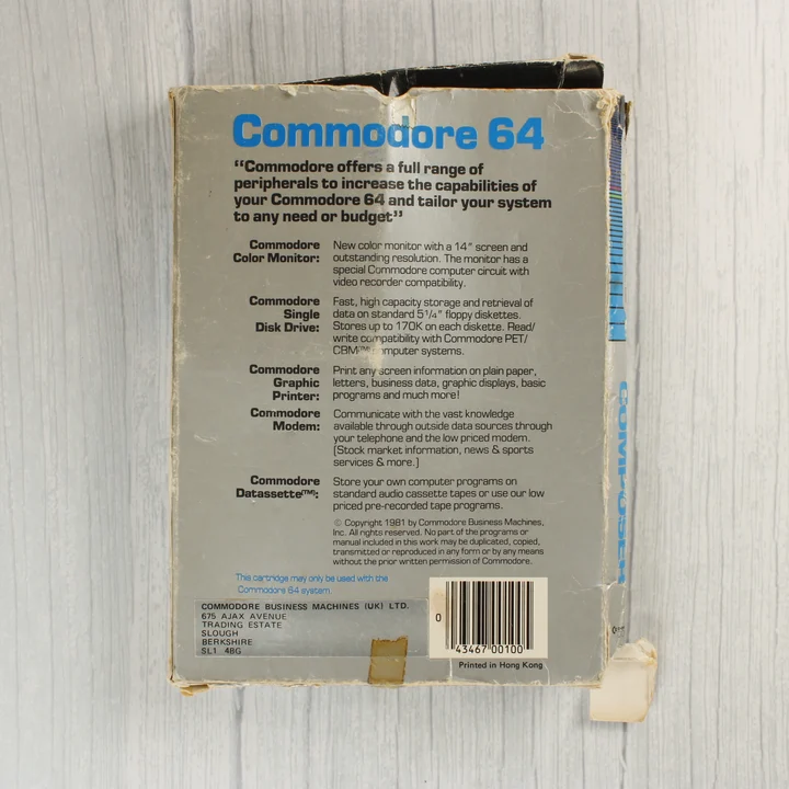 Commodore 64 Music Composer doboz hátoldala