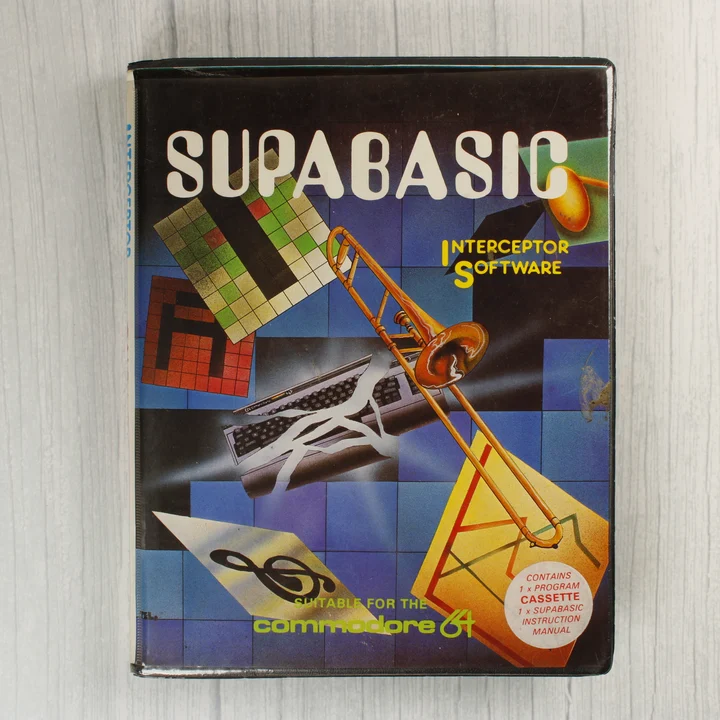 Supabasic Commodore 64 szoftver tokjának előlapja