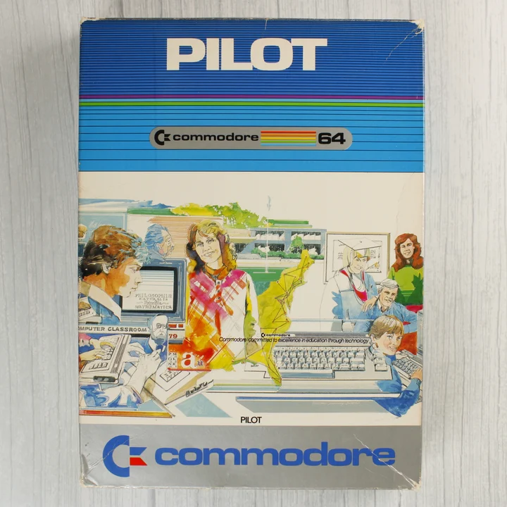 Commodore 64 PILOT doboz A Commodore 64 PILOT szoftver színes illusztrált doboza