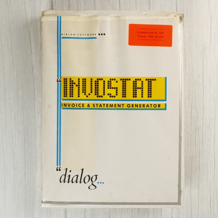 Invostat szoftver tokjának előlapja Commodore 64-hez