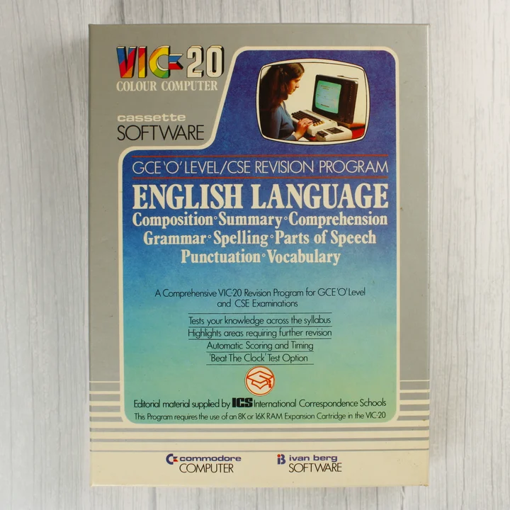 Commodore VIC-20 English Language szoftver dobozának eleje