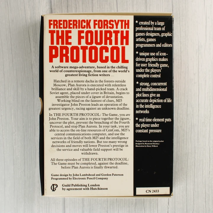 The Fourth Protocol játék dobozának hátoldala