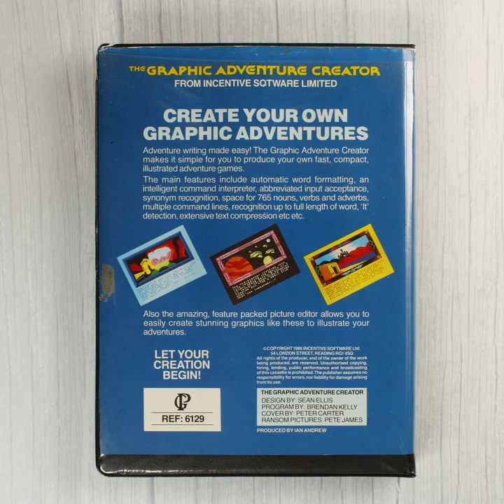 The Graphic Adventure Creator szoftver hátoldala leírással