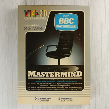 A BBC Mastermind videójáték dobozának előlapja Commodore VIC-20-hoz