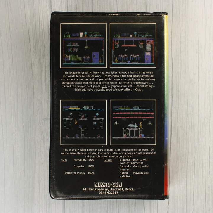 A Pyjamarama és Automania játék hátoldala képernyőképekkel