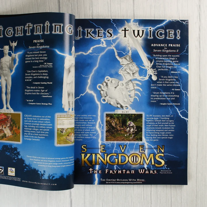 A magazin belső oldala a Seven Kingdoms II játék hirdetésével.