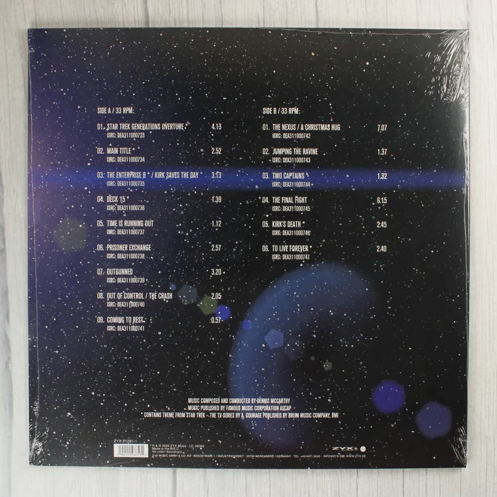 Star Trek Generations bakelit lemez hátlap Star Trek Generations filmzene bakelit lemez hátlapja számlistával
