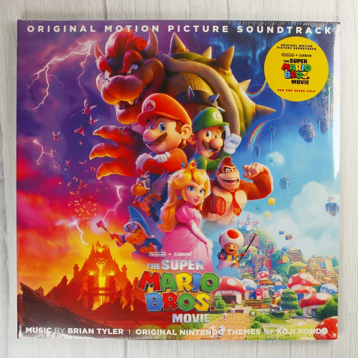 The Super Mario Bros. Movie filmzene bakelit lemez borítója