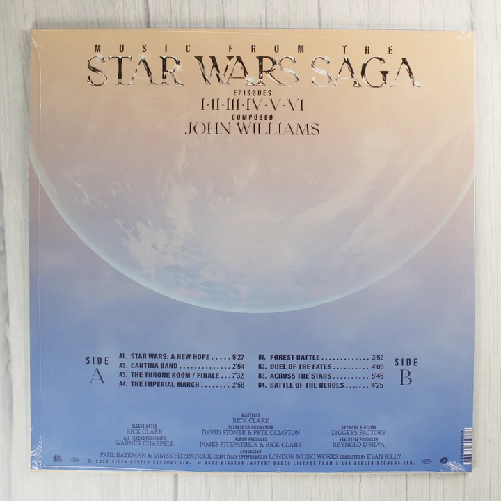 Music from the Star Wars Saga bakelit lemez hátoldala számlistával