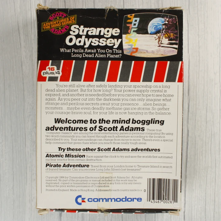 A Strange Odyssey videójáték dobozának hátoldala