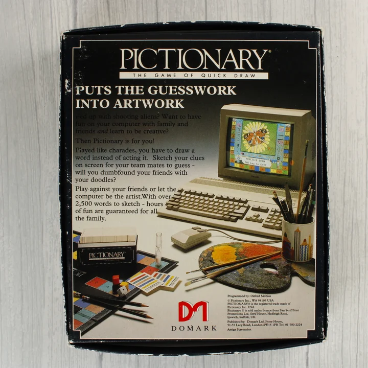 Pictionary The Computer Edition C64 játék dobozának hátoldala