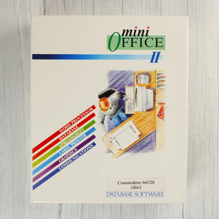 Mini Office II szoftver dobozának eleje Commodore 64-hez