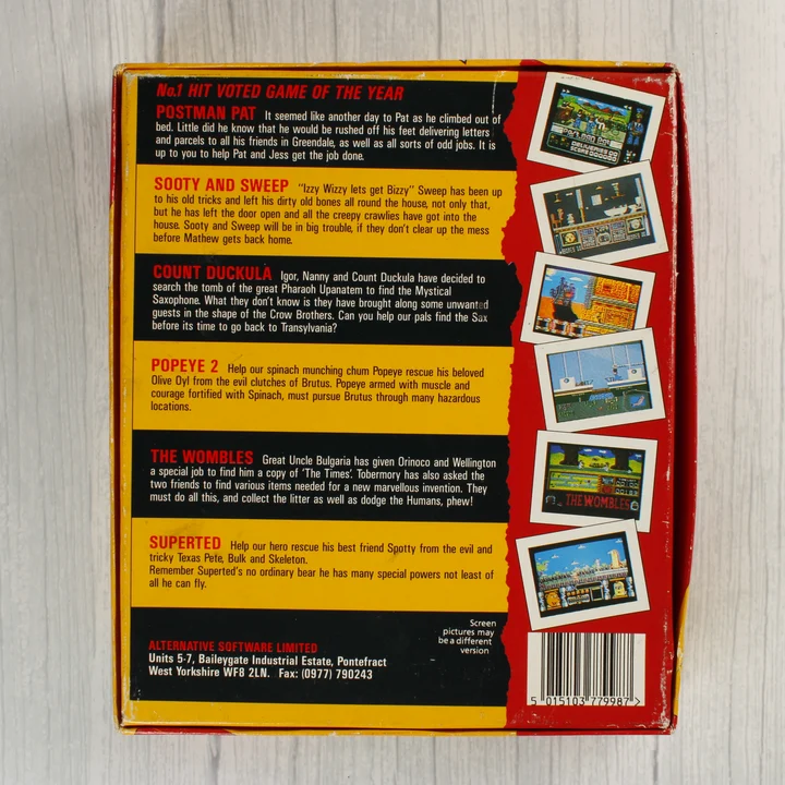 Alternative Software Kids Pack videójáték-válogatás dobozának hátoldala