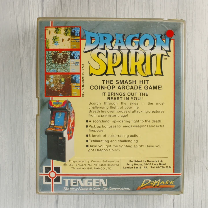 A Dragon Spirit videójáték hátoldala játékmenet képekkel