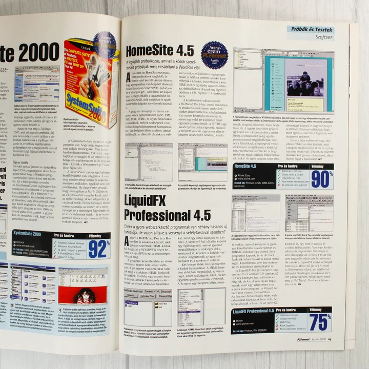 Szoftvertesztek a PC Format magazin belső oldalán