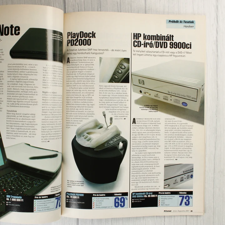 A PC Format magazin belső oldalai hardver tesztekkel