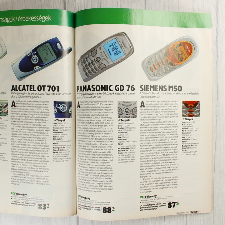 PC Format Mobiltelefon Teszt A PC Format magazin belső oldala mobiltelefon bemutatókkal