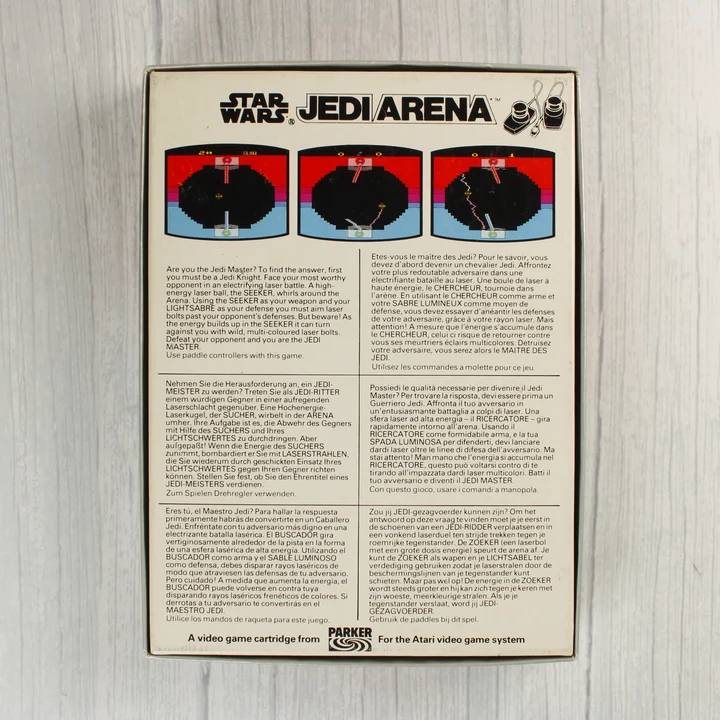 Star Wars Jedi Arena Atari 2600 játék dobozának hátoldala