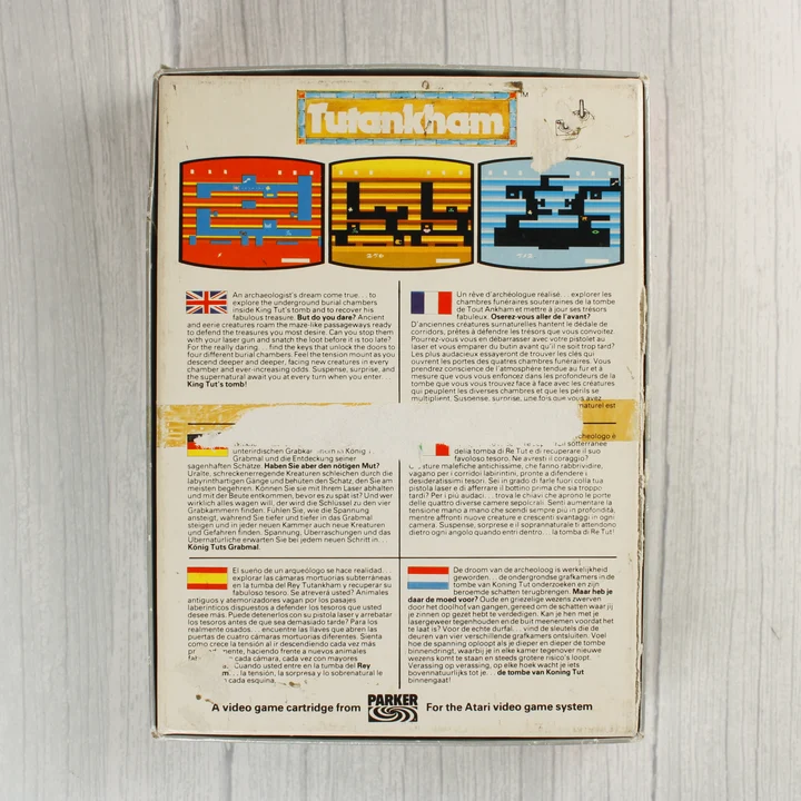 Tutankham doboz hátoldal Tutankham Atari 2600 videójáték dobozának hátoldala
