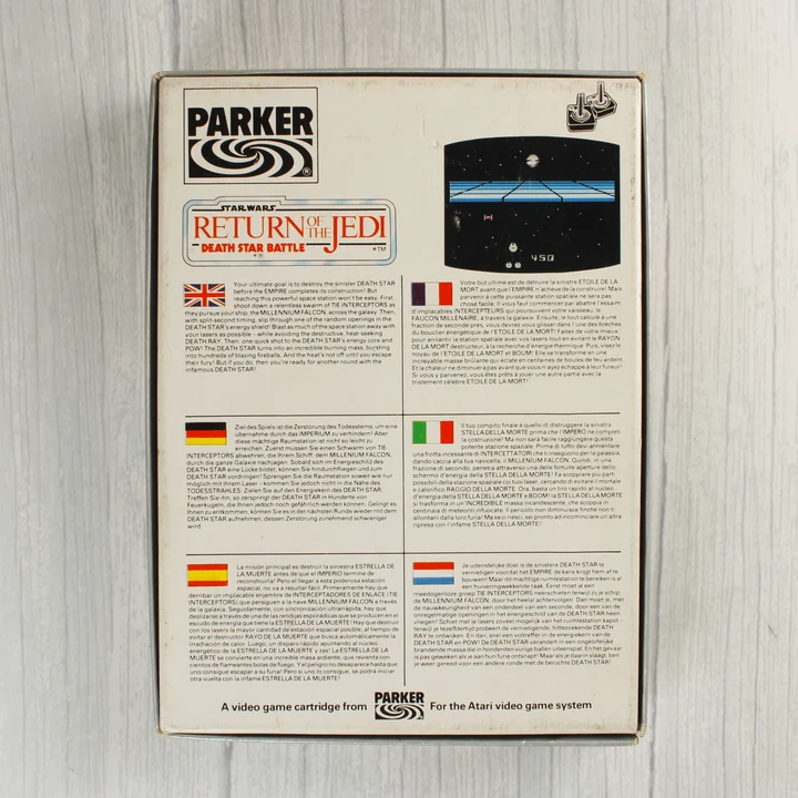 Star Wars Return of the Jedi Death Star Battle Atari 2600 doboz hátoldala