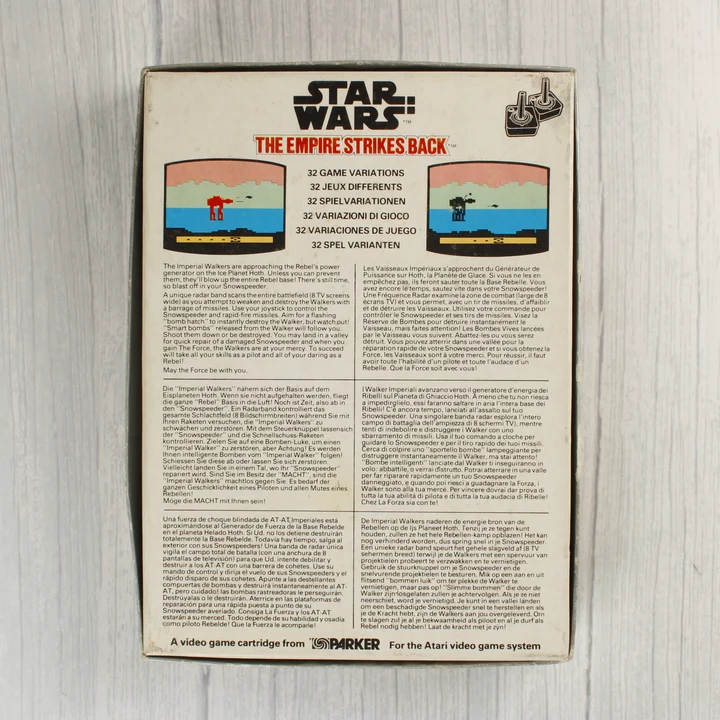 Star Wars The Empire Strikes Back Atari játék dobozának hátoldala