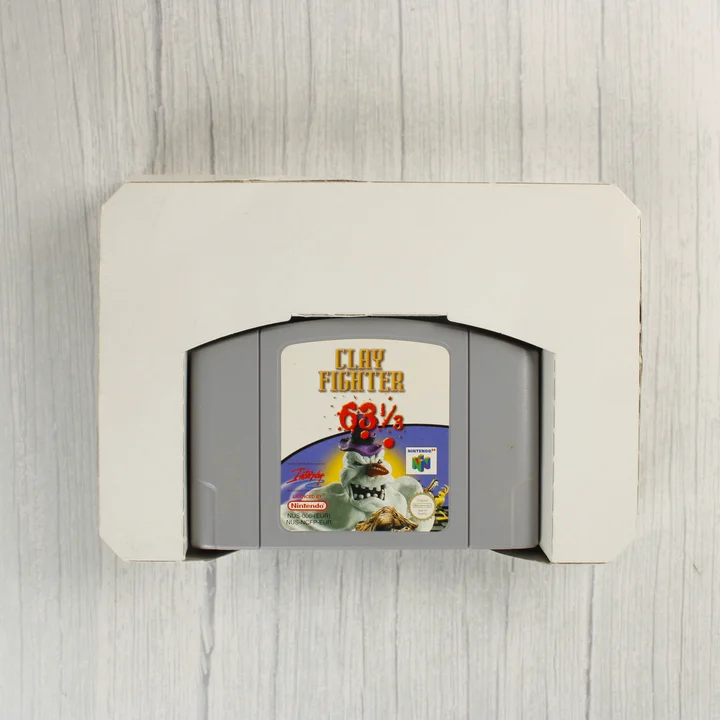 Clay Fighter 63 1/3 Nintendo 64 cartridge a belső tartóban