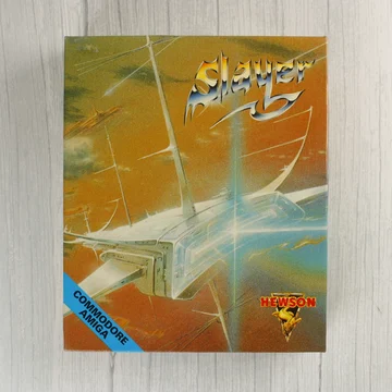 Slayer videójáték dobozának előlapja Commodore Amiga felirattal