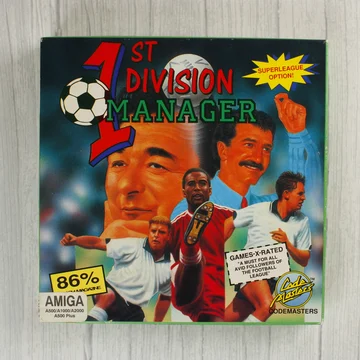 A 1st Division Manager Amiga játék színes előlapi dobozképe