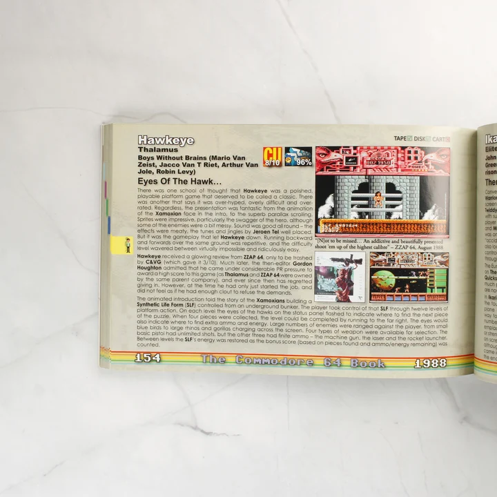 The Commodore 64 Book - Belső tartalom A könyv belső oldala a Hawkeye játék bemutatásával