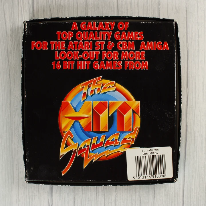 A Super Hang-On videójáték dobozának hátoldala vonalkóddal